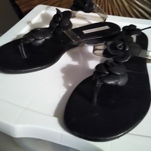 Diane von furstenberg leather flower sandals